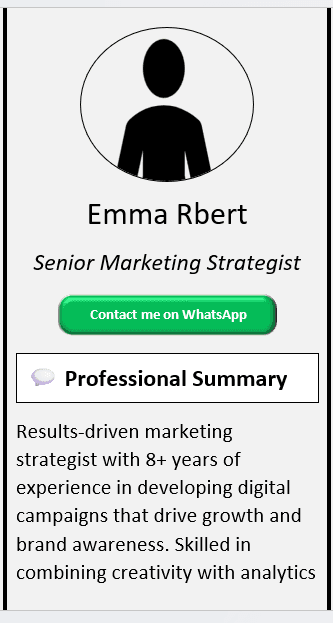 Two-Columns-Gray-And-Black CV Template (Mobile + Desktop Versions) mobile version
