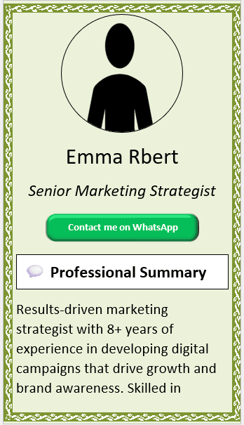 Green With Art Margin CV Template (Mobile + Desktop Versions) mobile version