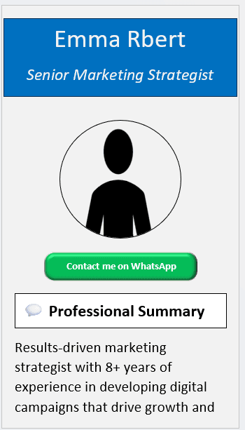 Header Blue CV Template (Mobile + Desktop Versions) mobile version