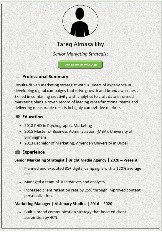 Marble Gray Background CV Template (Mobile + Desktop Versions)