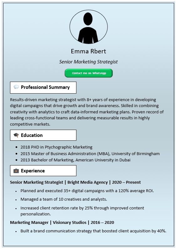Blue Gradient CV Template (Mobile + Desktop Versions)