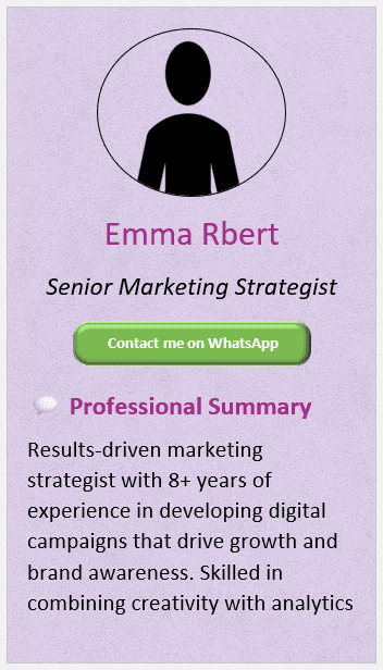 Marble Violet Background CV Template (Mobile + Desktop Versions) mobile version