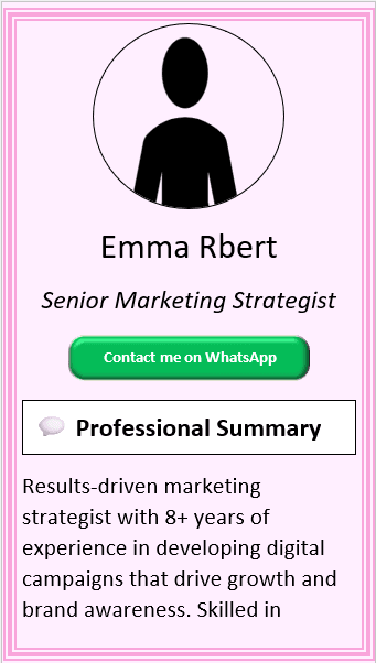 Rose with Line Margin CV Template (Mobile + Desktop Versions) mobile version