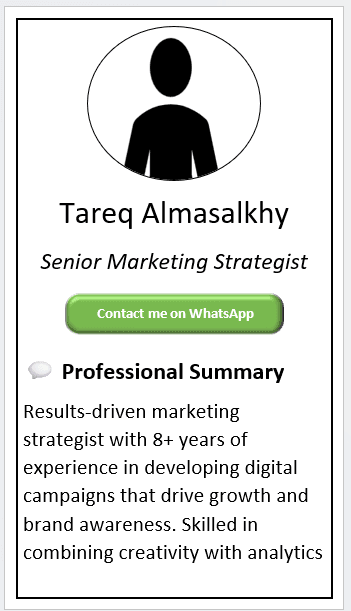 Simple White With Line Margin CV Template (Mobile + Desktop Versions) mobile version