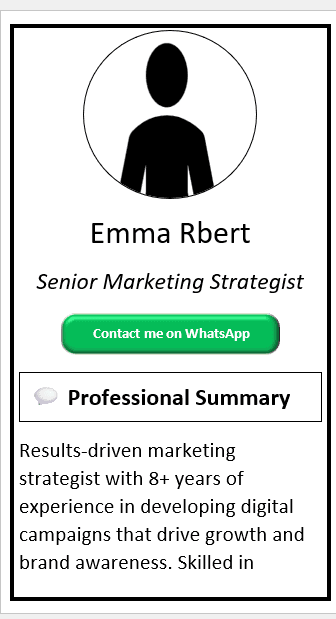 Simple White With Thick Margin Line CV Template (Mobile + Desktop Versions) mobile version