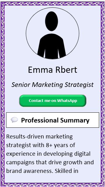 Violet with Art Margin CV Template (Mobile + Desktop Versions) mobile version