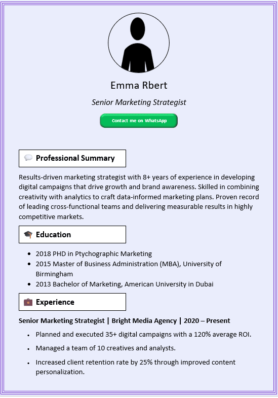 Violet with Lines Margin CV Template (Mobile + Desktop Versions)
