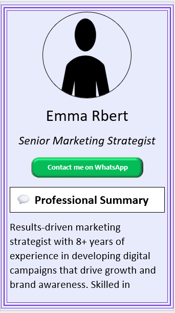 Violet with Lines Margin CV Template (Mobile + Desktop Versions) mobile version
